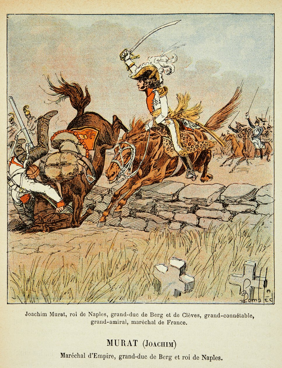 Joachim Murat Charge, aus dem Buch „The Memorial of Saint Helene“ von Graf Emmanuel de Las Cases von Louis Charles Bombled