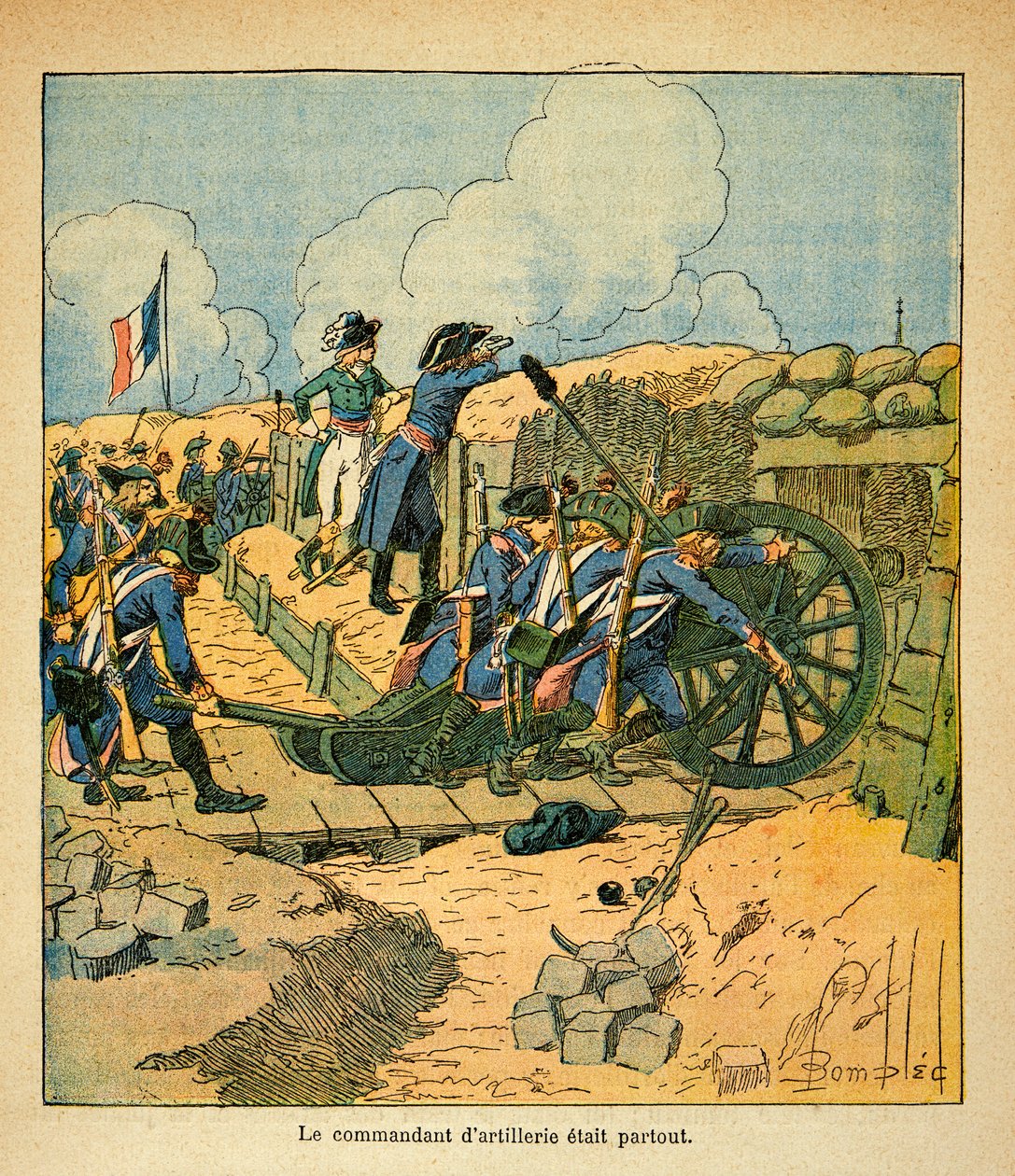Illustration von Louis Bombled (1862-1927) aus dem Buch „Das Memorial von Saint Helena“ von Graf Emmanuel de Las Cases (1766-1842): Napoleon Bonaparte bei der Belagerung von Toulon im Jahr 1793, Private Sammlung von Louis Charles Bombled