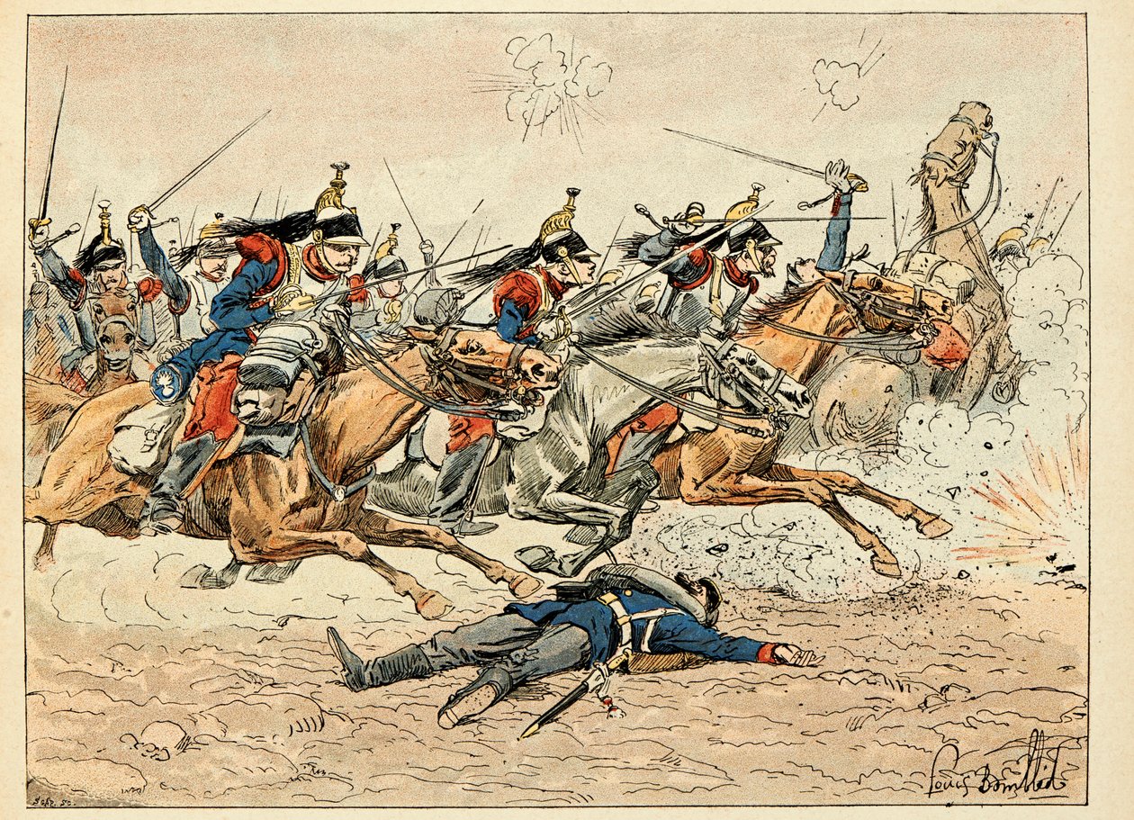 Illustration aus dem Buch „Die Helden des Jahrhunderts“, anekdotische Erzählungen von Dick de Lonlay und illustriert von Louis Bombled von Louis Charles Bombled