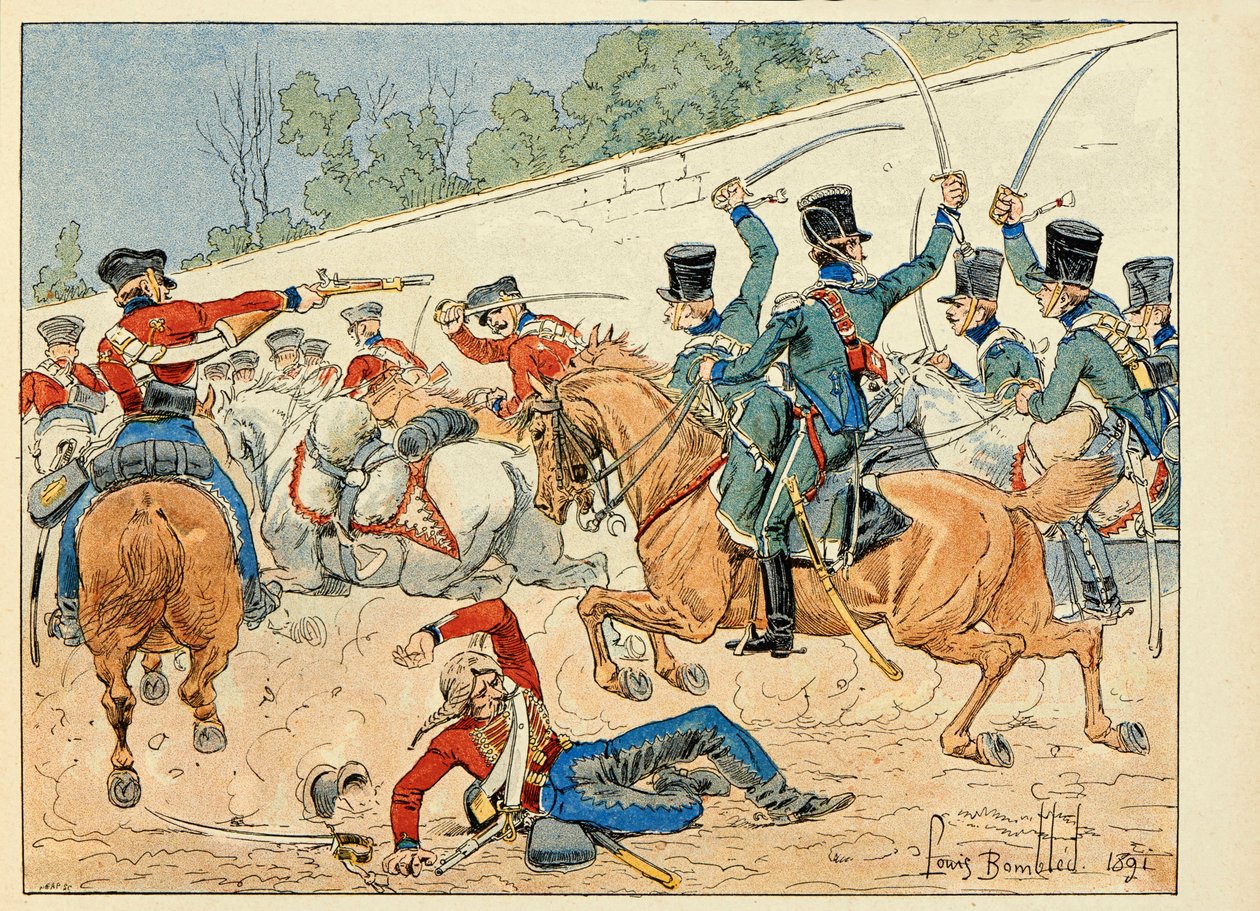 Illustration aus dem Buch „Les heros du Siecle“, anekdotische Erzählungen von Dick de Lonlay, illustriert von Louis Bombled von Louis Charles Bombled