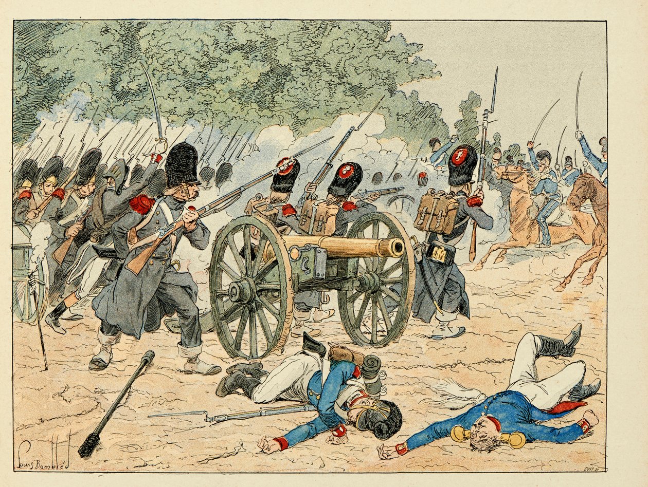 Illustration aus dem Buch „Die Helden des Jahrhunderts“, anekdotische Erzählungen von Dick de Lonlay und illustriert von Louis Bombled von Louis Charles Bombled