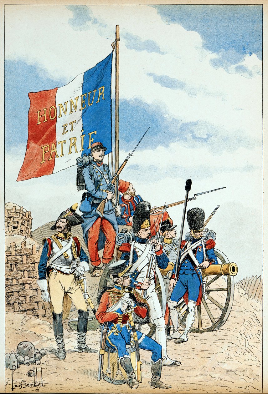 Illustration aus dem Buch „Die Helden des Jahrhunderts“, anekdotische Erzählungen von Dick de Lonlay und illustriert von Louis Bombled (1862-1927) von Louis Charles Bombled