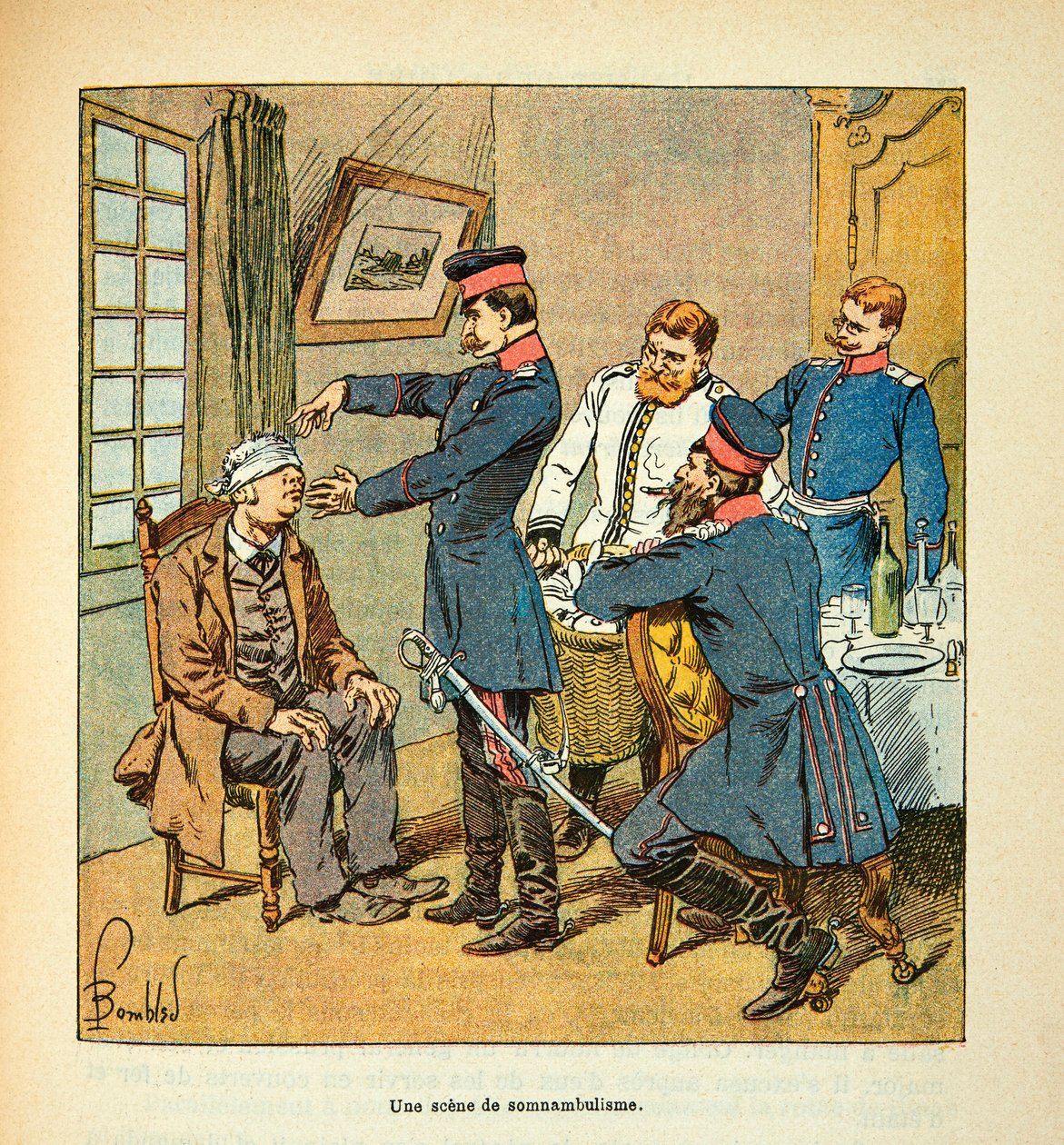 Die Armee der Loire von Eugene Sergent, genannt Grenest, illustriert von Louis Bombled (1862-1927) (Deutsch-Französischer Krieg; Feldzug von 1870-1871): Eine Szene des Schlafwandelns, Privatbesitz von Louis Charles Bombled