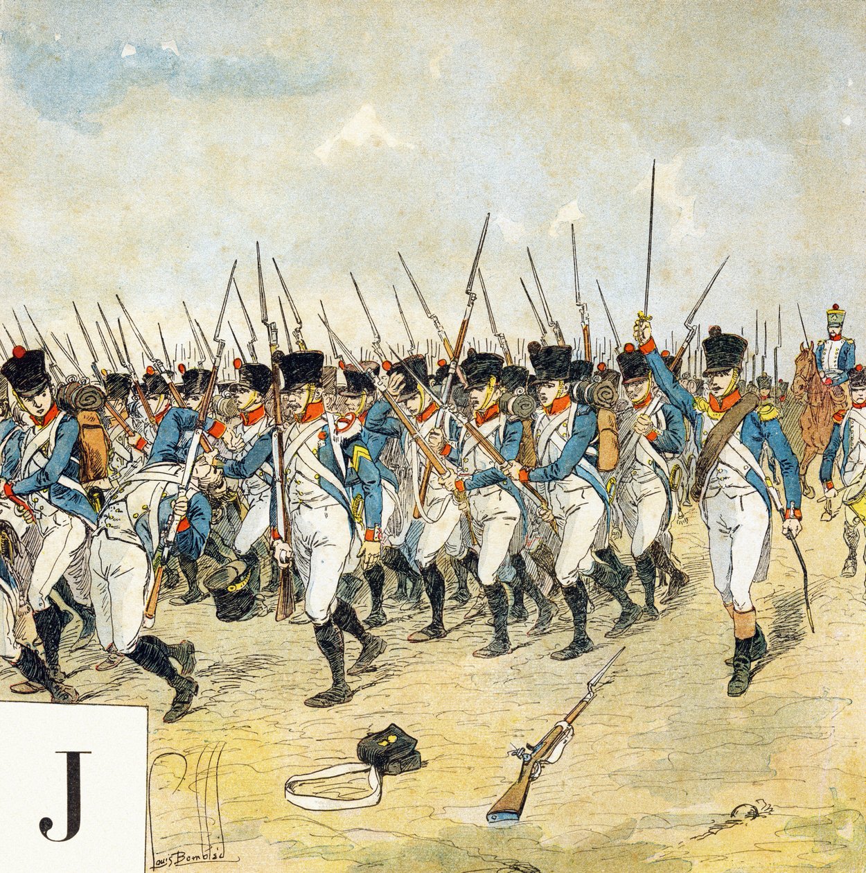 Buchstabe J: Junge Garde, "Je serai soldat" - Militäralphabet von Louis Charles Bombled
