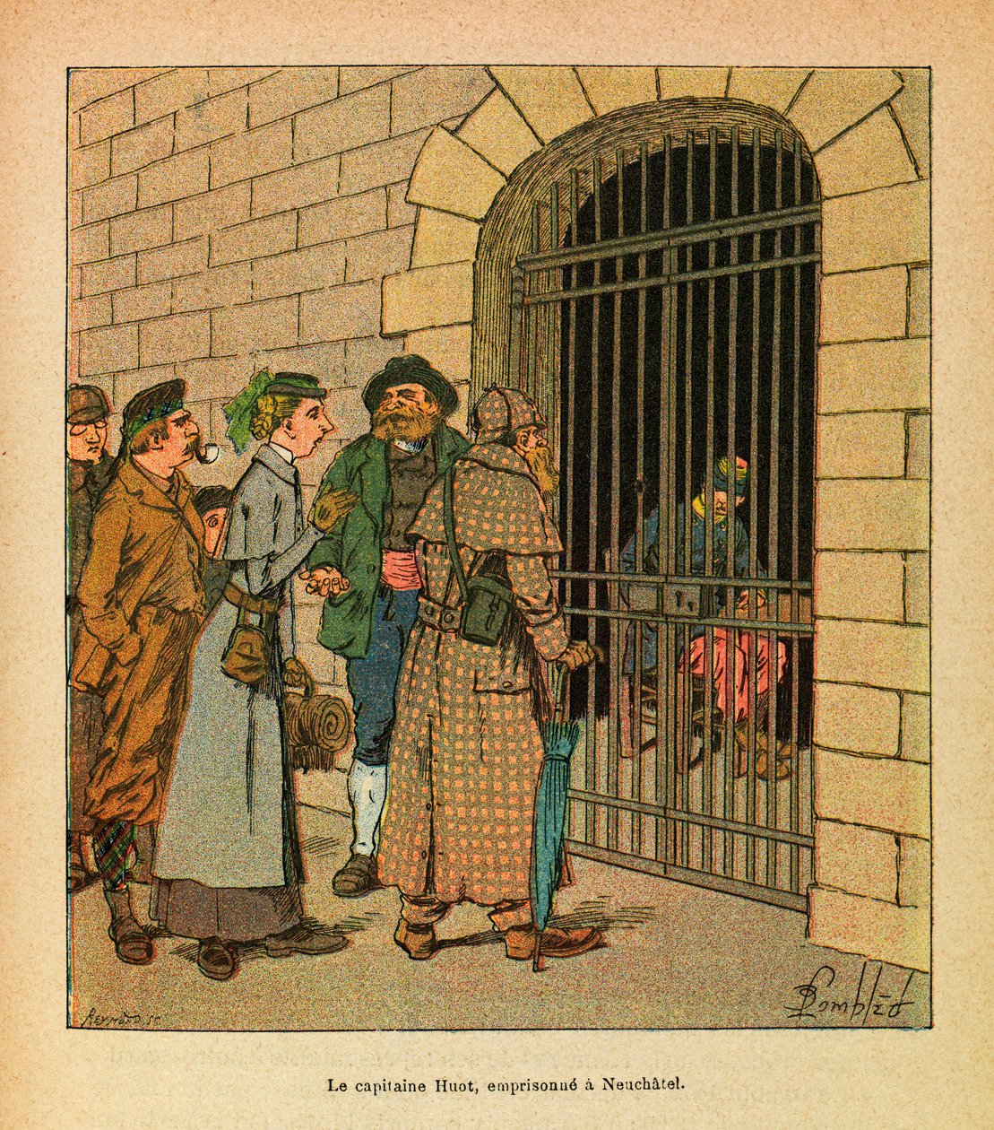 Die Armee des Ostens von Eugene Sergeant, dit Grenest, illustriert von Louis Bombled (Deutsch-Französischer Krieg; Feldzug von 1870-1871): Hauptmann Huot in Neuchatel inhaftiert von Louis Charles Bombled