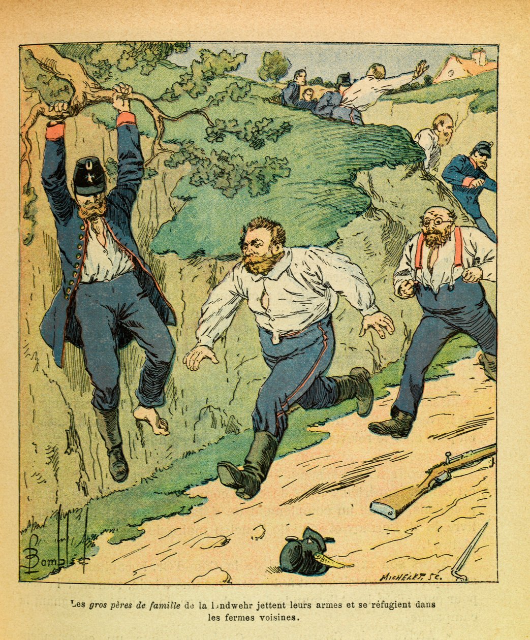 Die Ost-Armee von Eugene Sergeant, bekannt als Grenest, illustriert von Louis Bombled (1862-1927): Deutsche Truppen fliehen vor den Truppen von Ricciotti Garibaldi in Chatillon sur Seine im November 1870 von Louis Charles Bombled