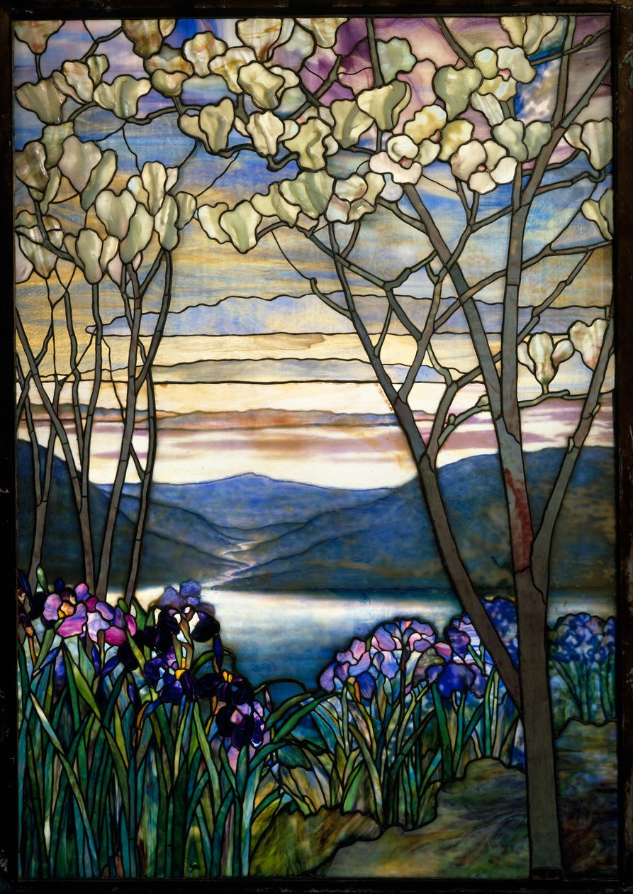 Magnolien und Schwertlilien, ca. 1908 von Louis Comfort Tiffany
