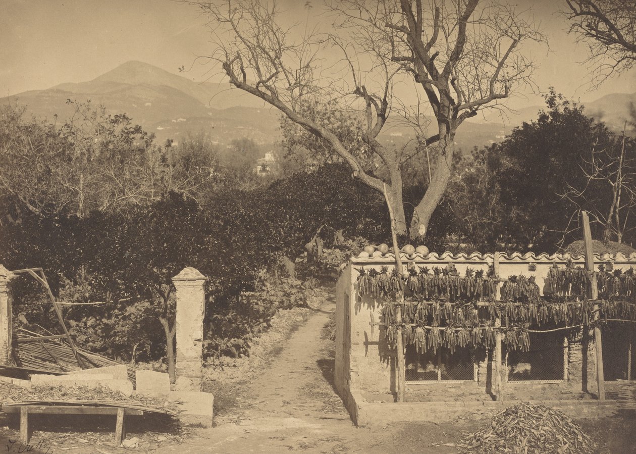 Landwirtschaftliche Szene mit Bergen, 1850er Jahre von Louis Crette
