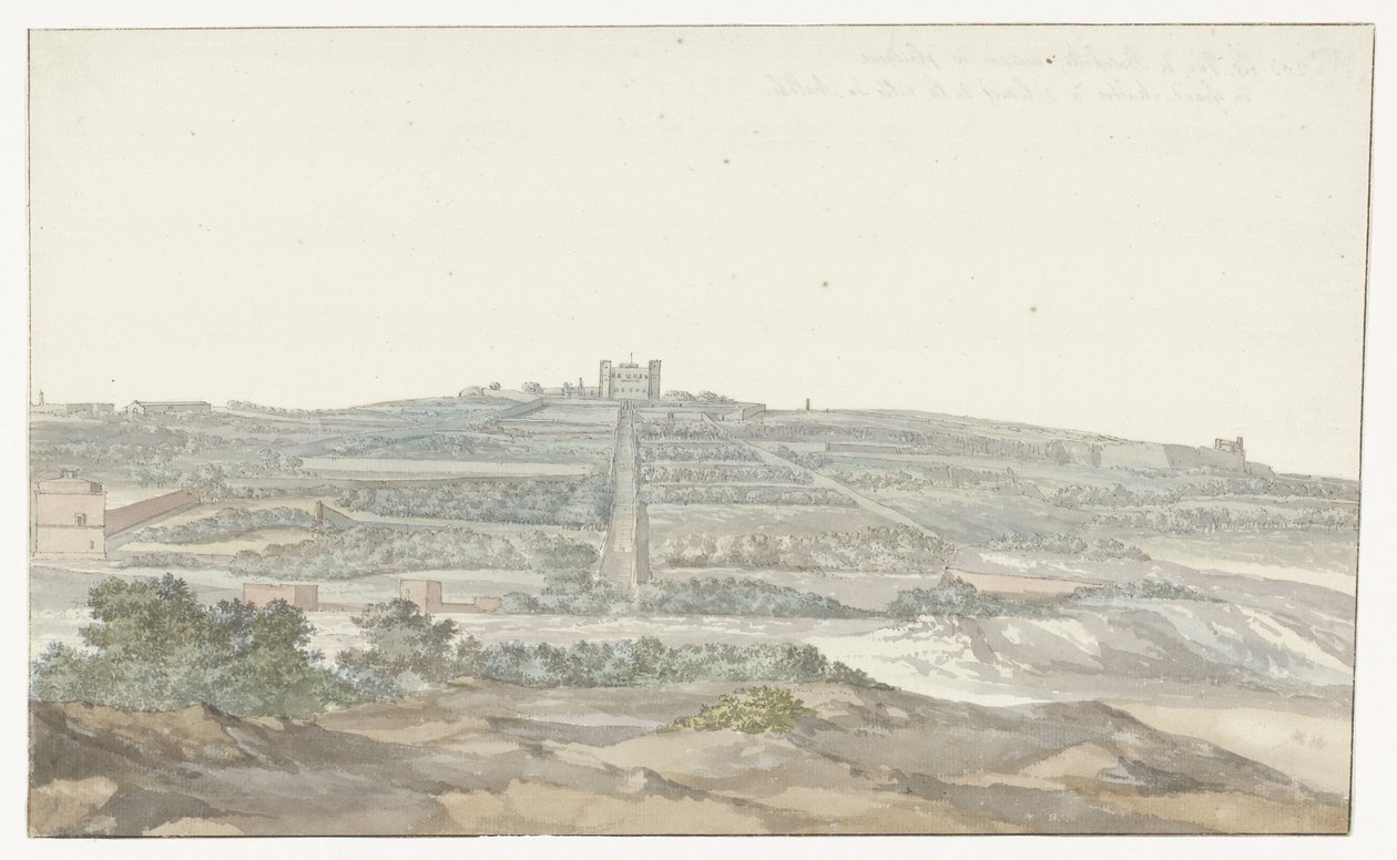 Ansicht des Vedala-Palastes des Großmeisters, gelegen im Boschetto auf Malta von Louis Ducros