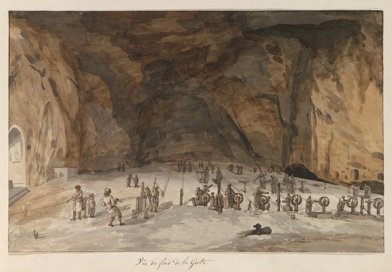 Innenraum der Grotte Santa Maria Capella (Titel auf dem Objekt) Reise nach Italien, Sizilien und Malta - 1778 (Serientitel) von Louis Ducros