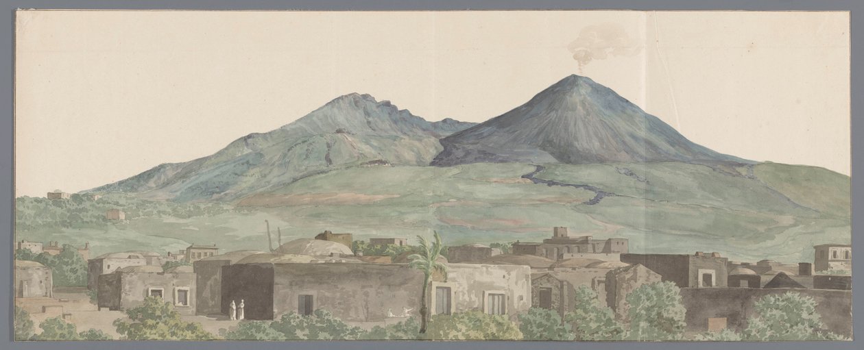 Vesuv gesehen von Portici mit Lavaströmen aus 1777, 1771 und 1731 von Louis Ducros