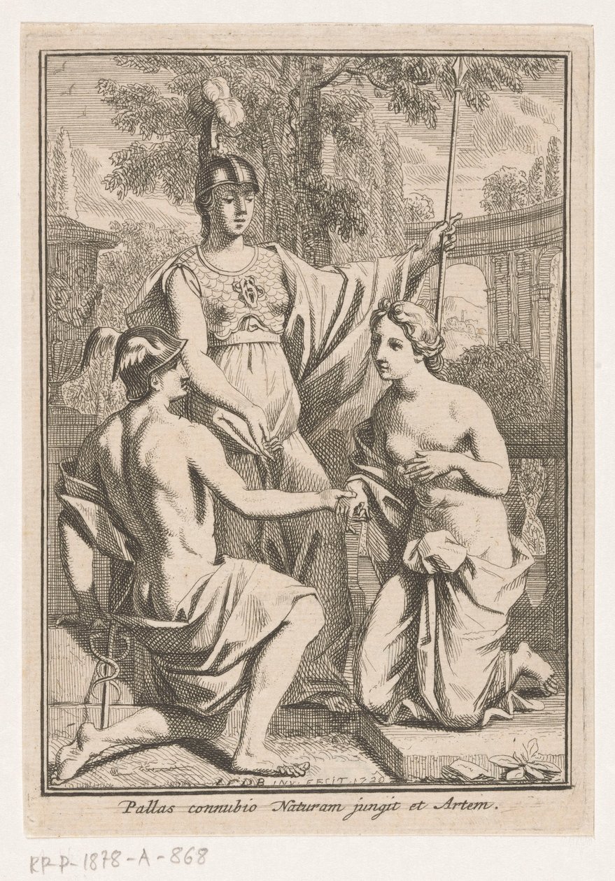Minerva vereint Merkur und die Personifikation der Natur von Louis Fabritius Dubourg