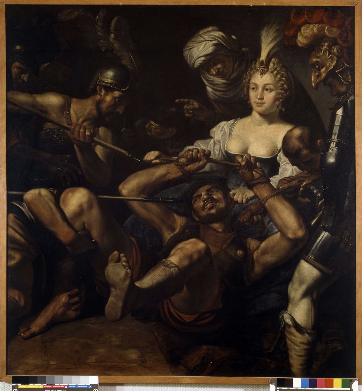 Samson und Dalila: Samson verliert seine Kraft, als Dalila ihr Haar schneidet von Louis Finsonius or Finson