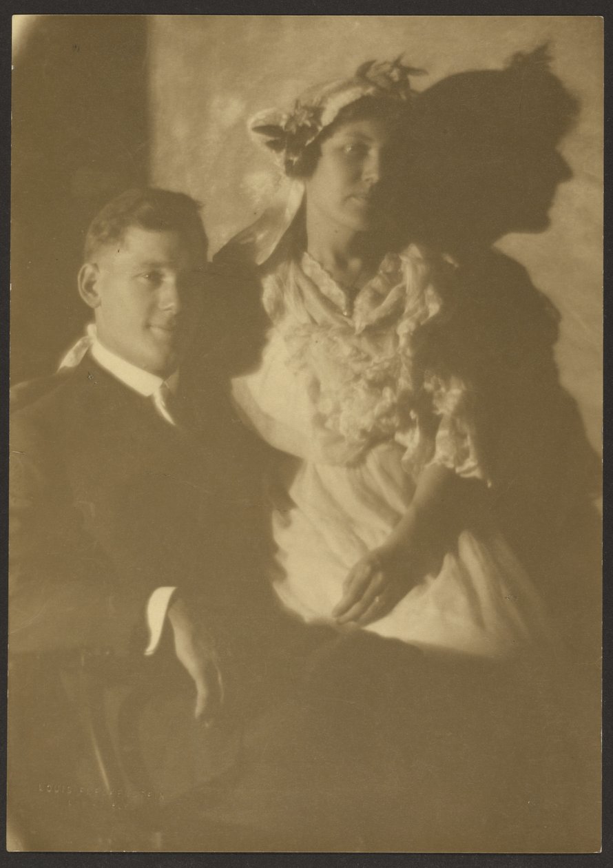 Porträt eines Mannes und einer Frau mit Blumenhut von Louis Fleckenstein