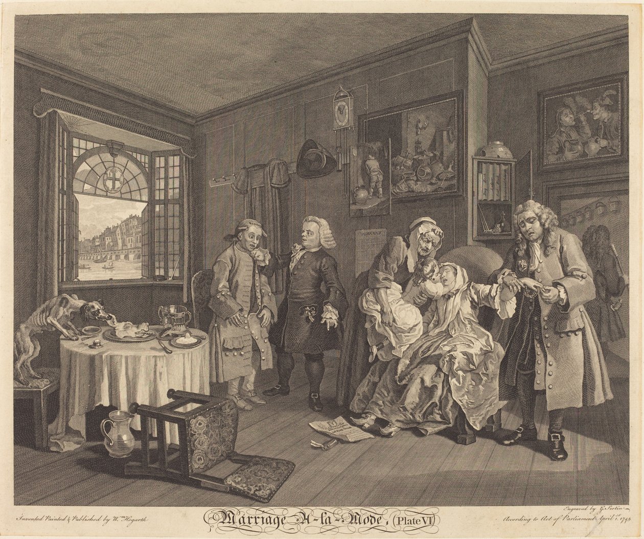 Heiraten à la Mode: pl.6 von Louis Gerard Scotin after William Hogarth