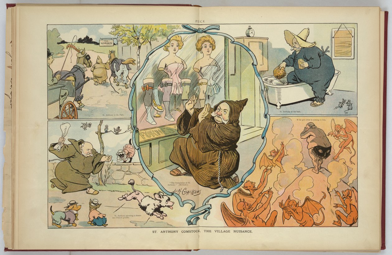 Anthony Comstock, das Dorfärgernis aus dem Puck Magazine von Louis Glackens