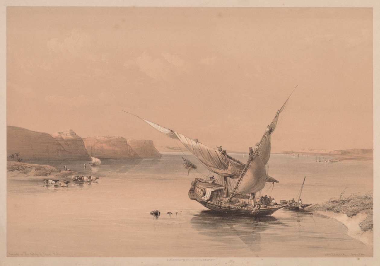 Ägypten und Nubien: Band II - Nr. 6, Annäherung an die Festung von Ibrim, Nubien von Louis Haghe