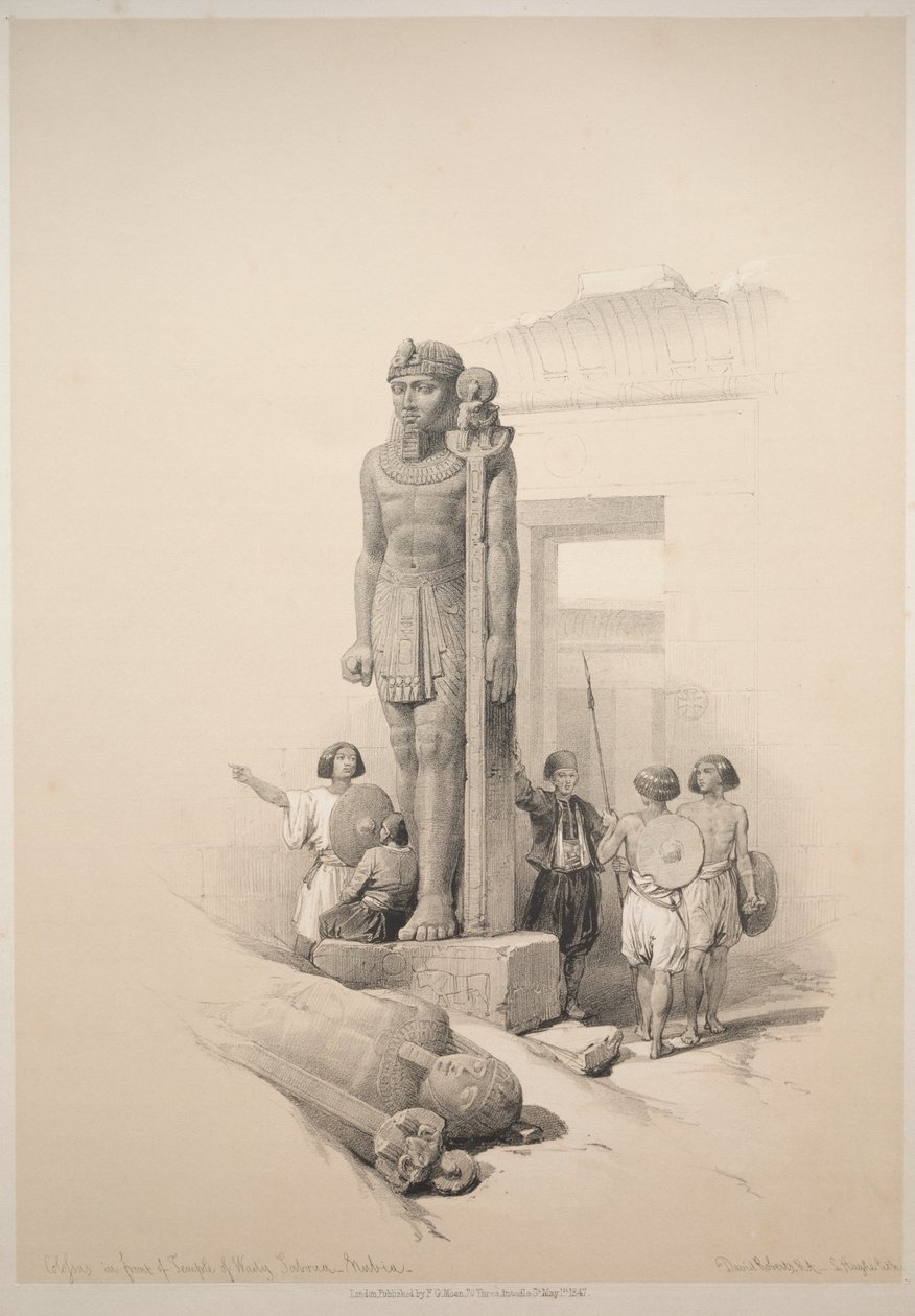 Ägypten und Nubien: Band II - Nr. 7, Kolosse bei Wady Saboua von Louis Haghe