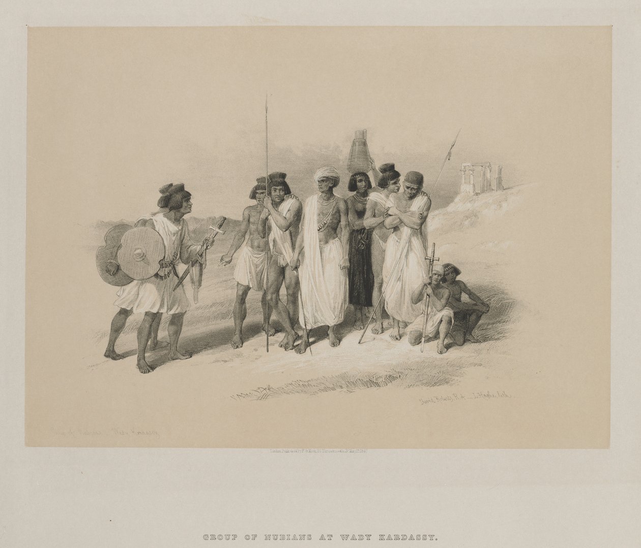 Ägypten und Nubien, Band II: Gruppe von Nubiern-Wady Kardasey, 1847 von Louis Haghe