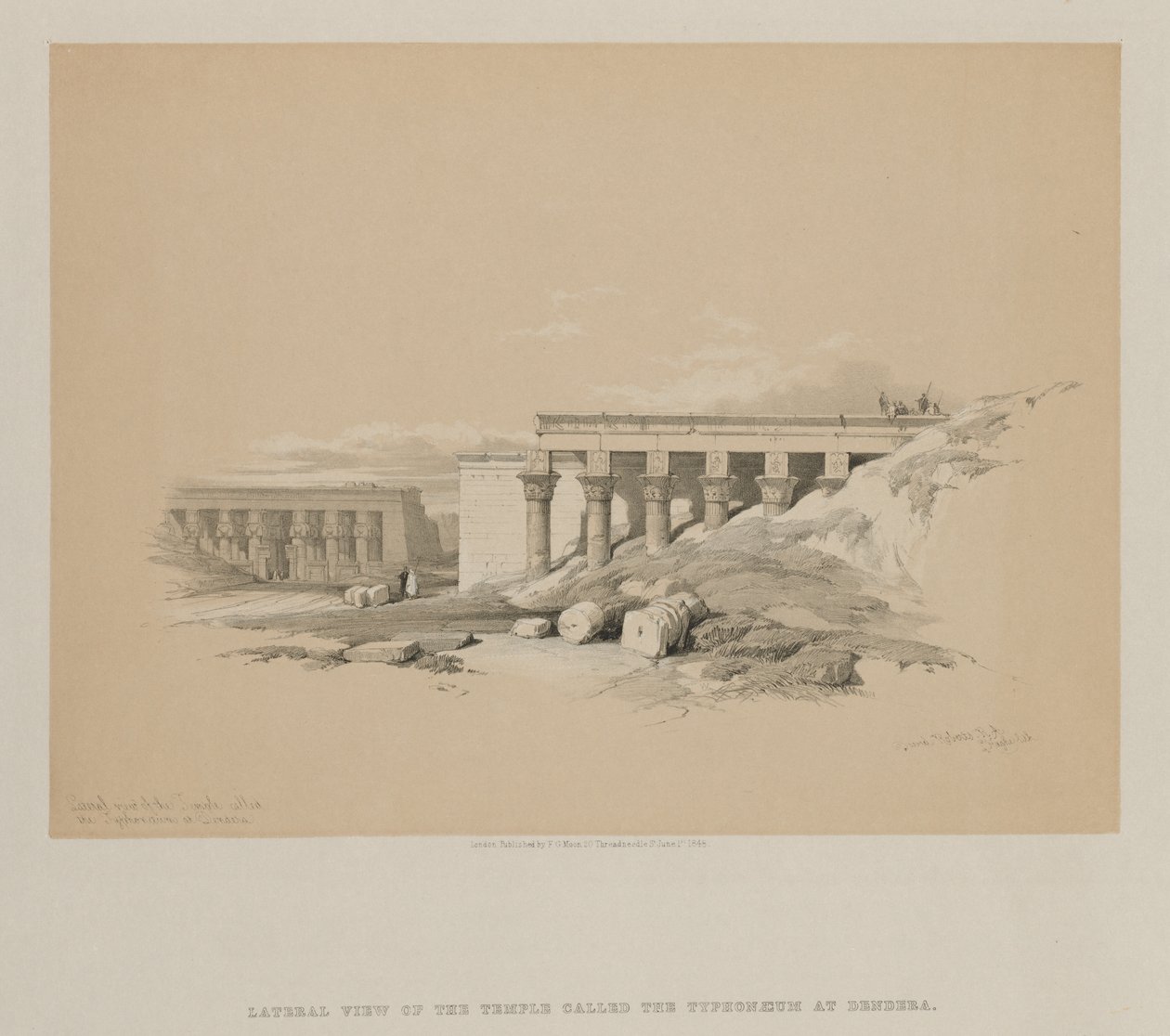 Ägypten und Nubien, Band II: Seitenansicht des Tempels namens Typhonoeum in Dendera, 1848 von Louis Haghe