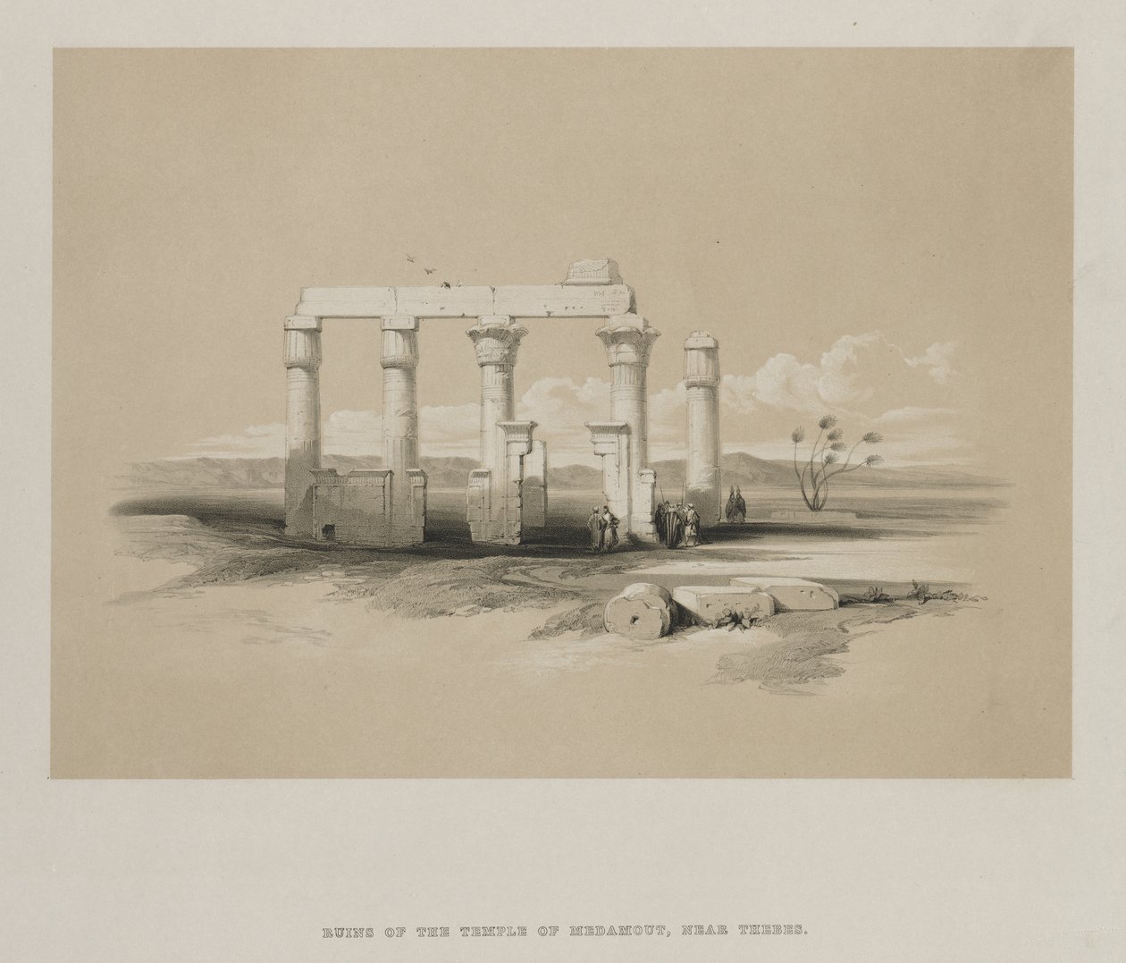 Ägypten und Nubien, Band II: Ruinen des Tempels von Madamoud, in Theben, 1847 von Louis Haghe