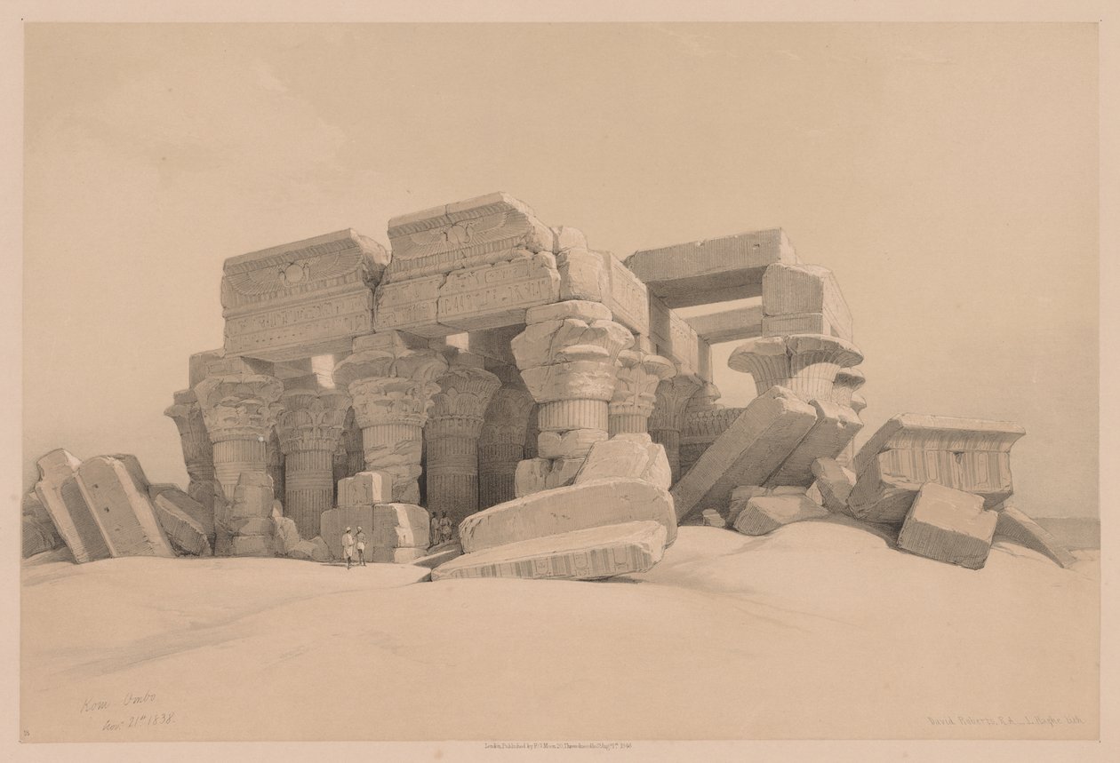 Ägypten und Nubien: Band I - Nr. 1, Nr. 2, Überreste des Portikus des Tempels von Kom Ombo von Louis Haghe