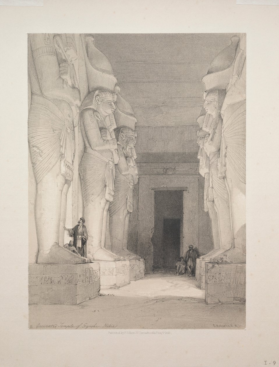 Ägypten und Nubien: Band I - Nr. 9, Ausgegrabener Tempel von Gyrshe, Nubien, 1838 von Louis Haghe