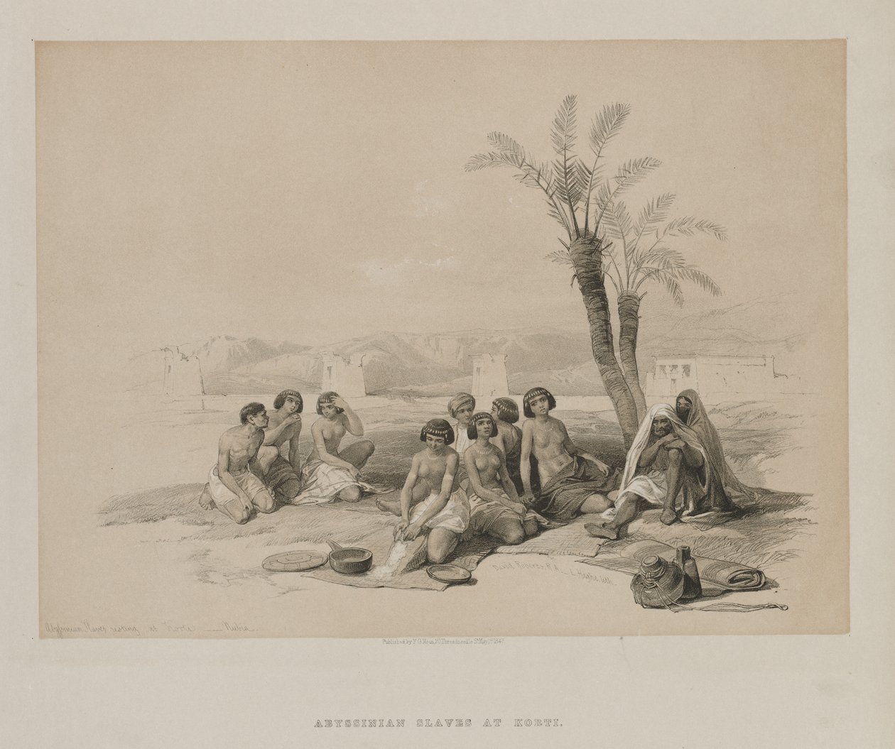Ägypten und Nubien, Band I: Abessinische Sklaven ruhen sich in Korti-Nubien aus von Louis Haghe