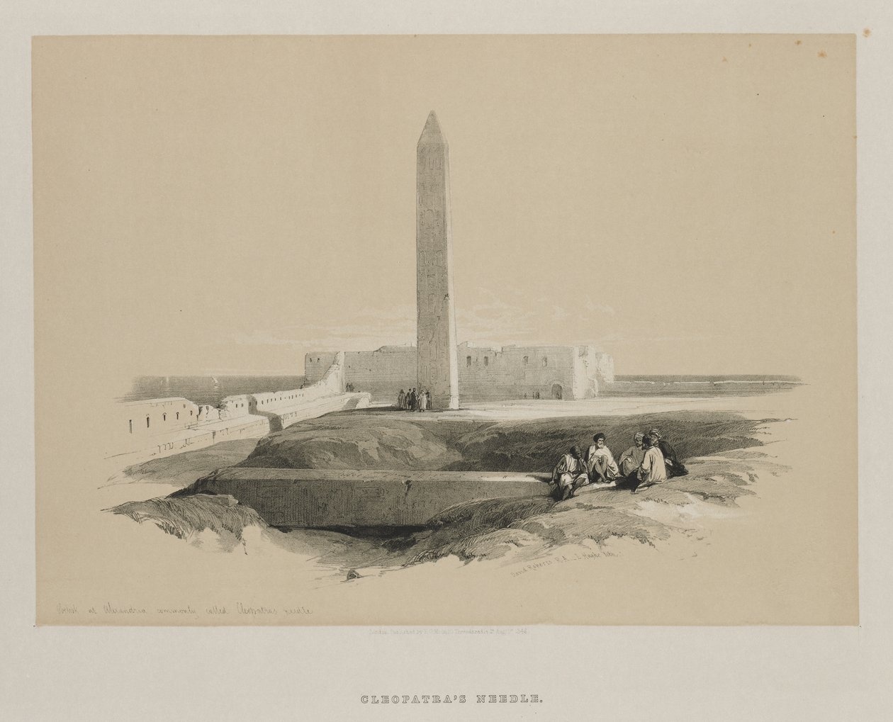 Ägypten und Nubien, Band I: Obelisk in Alexandria, allgemein als Kleopatras Nadel bekannt, 1846 von Louis Haghe