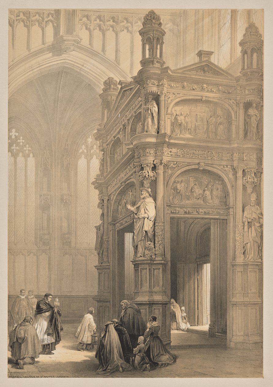Skizzen in Belgien und Deutschland, Zweite Serie: Nr. 20 - Portail, Kirche St. Peter, Löwen von Louis Haghe