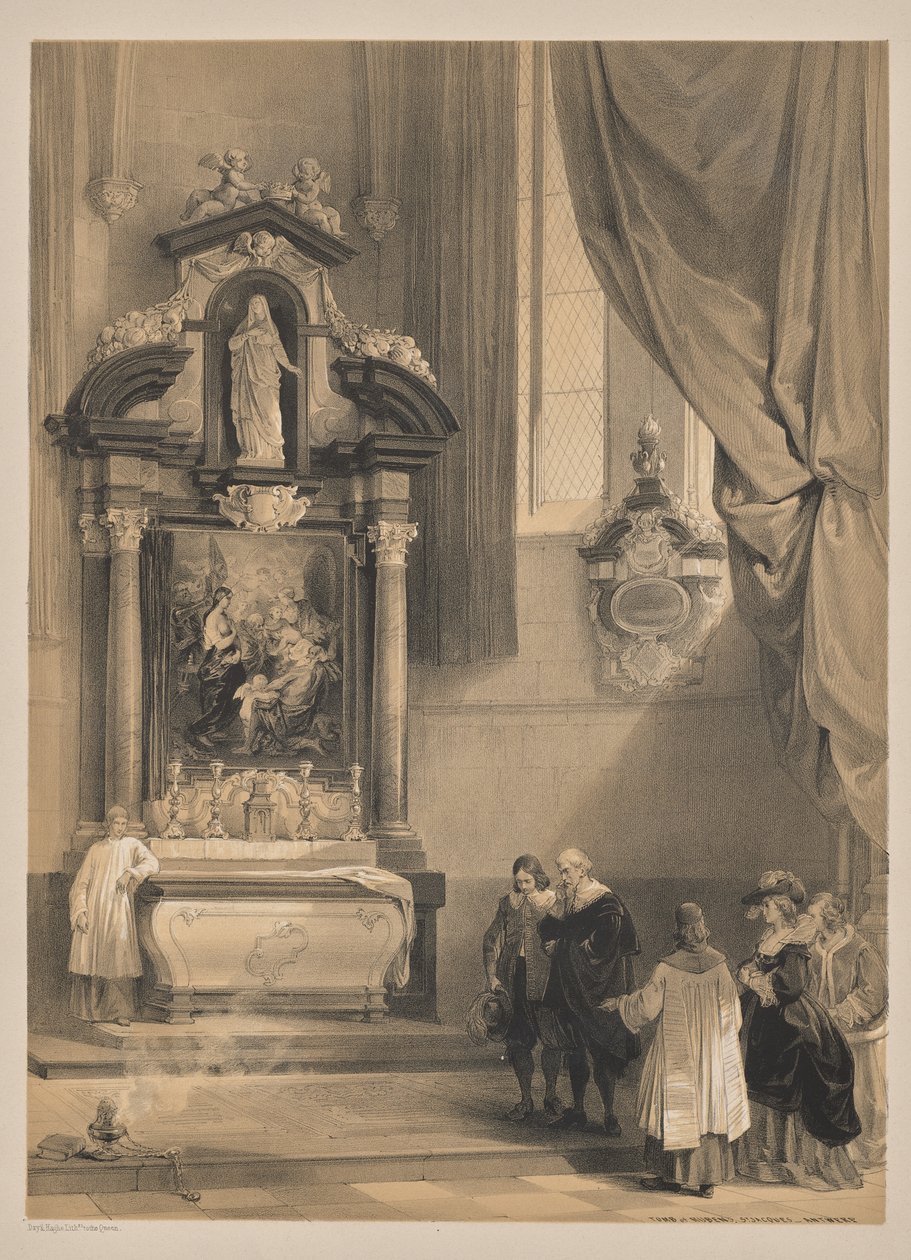 Skizzen in Belgien und Deutschland, Zweite Serie: Nr. 26 - Grab von Rubens, St. Jacques, Antwerpen von Louis Haghe