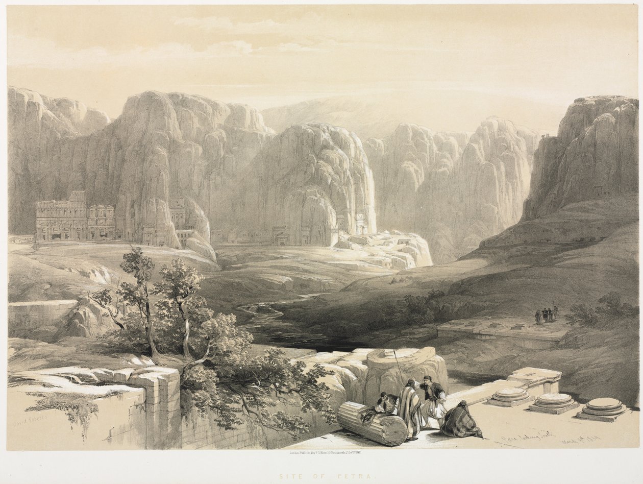 Das Heilige Land, Syrien, Idumäa, Arabien, Ägypten & Nubien Bd. III: Petra, Blick nach Süden, 1842 von Louis Haghe