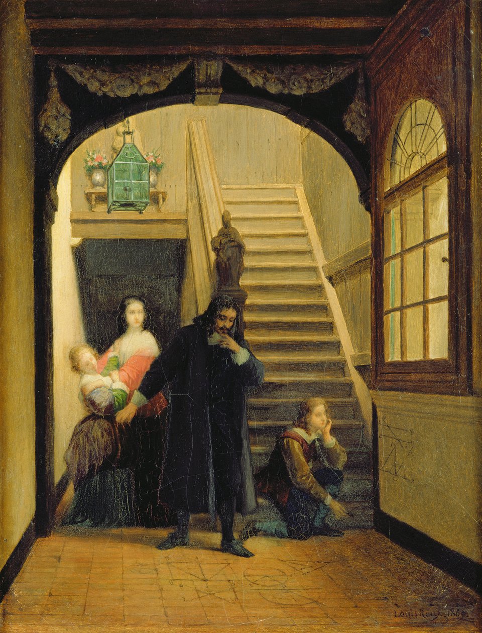 Szene aus der Jugend von Blaise Pascal (1623-62) 1860-70 von Louis Hector Leroux