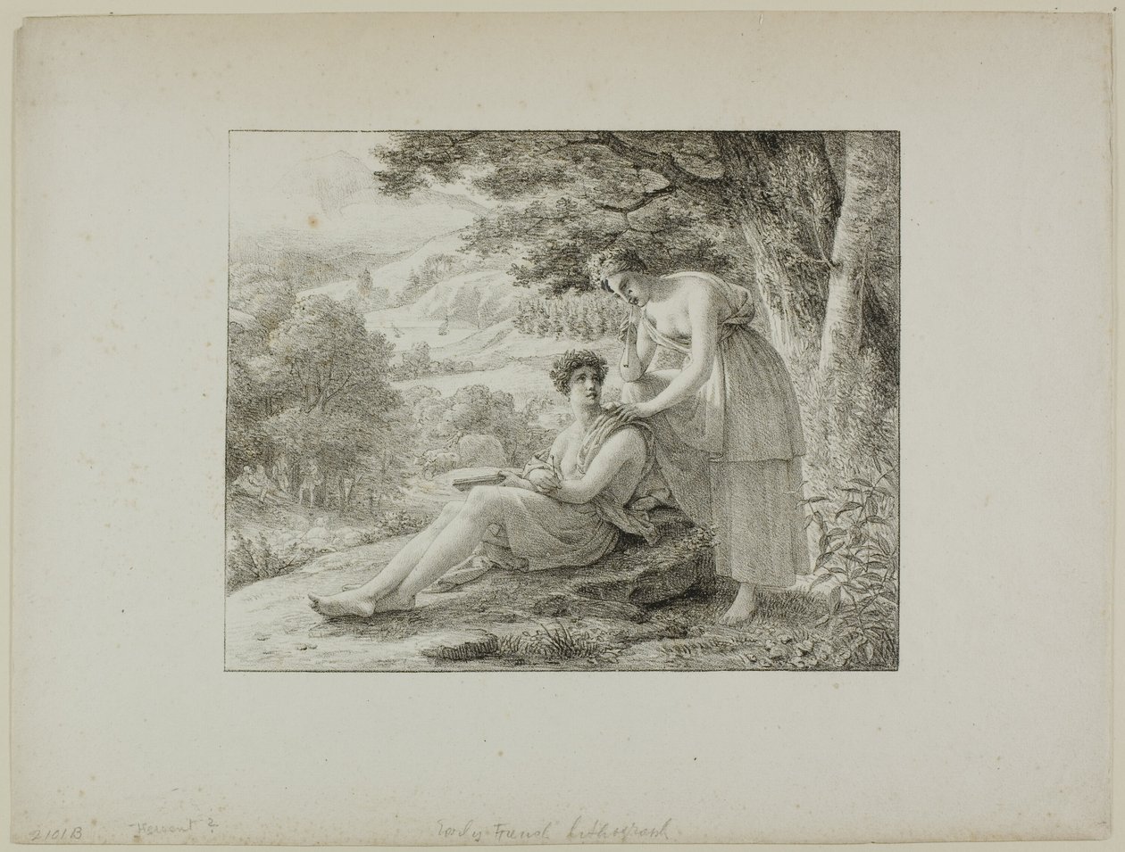 Zwei Figuren in einer Landschaft von Louis Hersent
