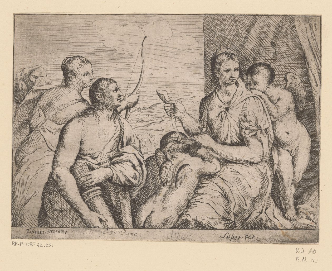 Venus verbindet Amor die Augen von Louis I Boullogne