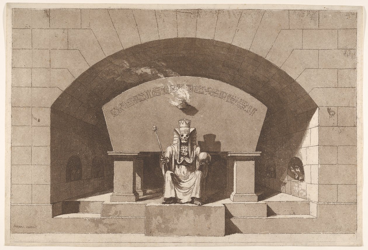 Grab mit dem Tod als Sphinx thronend, ca. 1779-84 von Louis Jean Desprez