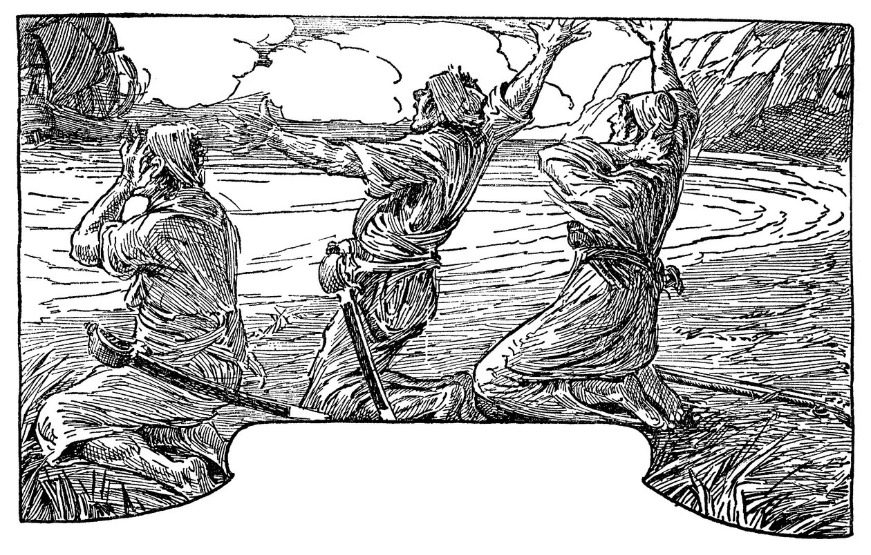 Illustration von Louis Rhead (1857-1926) für den Roman „Die Schatzinsel“ von Robert Louis Stevenson (1850-1894) 1915 von Louis John Rhead