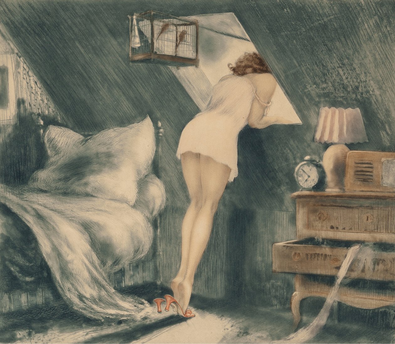 Dachzimmer, 1940 von Louis Justin Laurent Icart