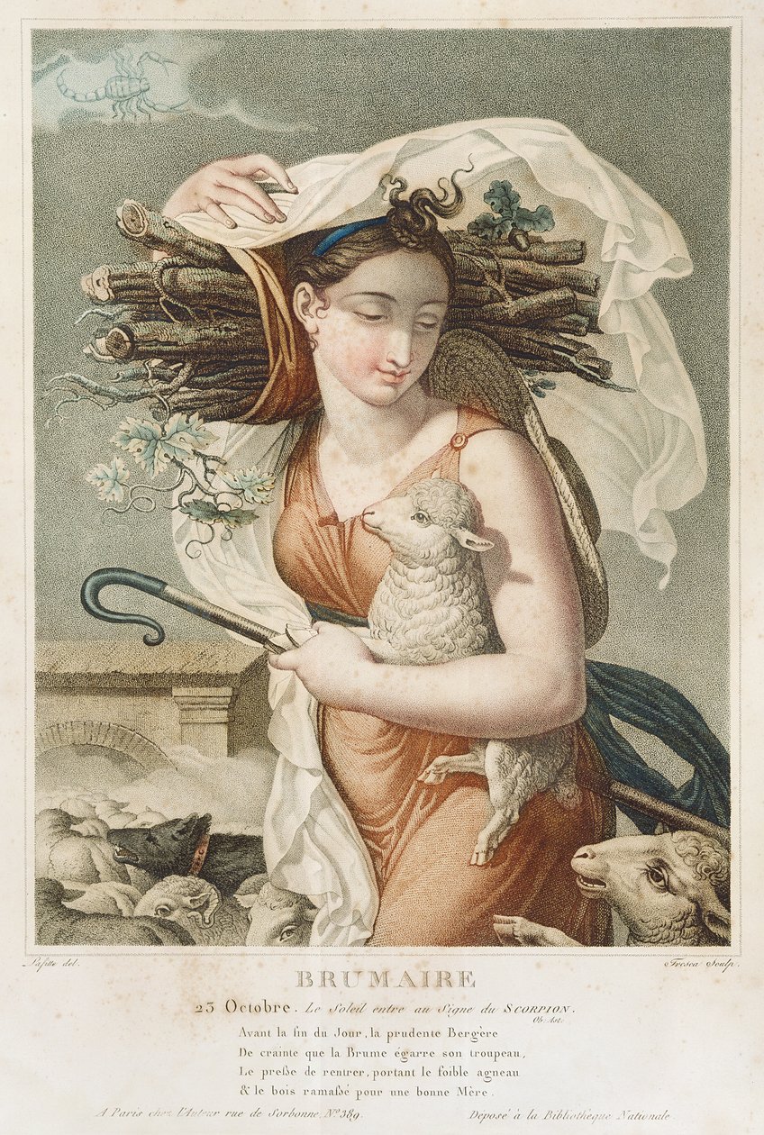 Brumaire (Oktober-November), zweiter Monat des republikanischen Kalenders, graviert von Tresca, Französisch, ca. 1794 von Louis Lafitte