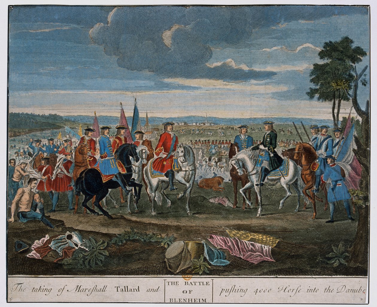 Die Gefangennahme von Marschall Tallard und das Treiben von 4000 Pferden in die Donau bei der Schlacht von Blenheim im Jahr 1704, um 1760 von Louis Laguerre