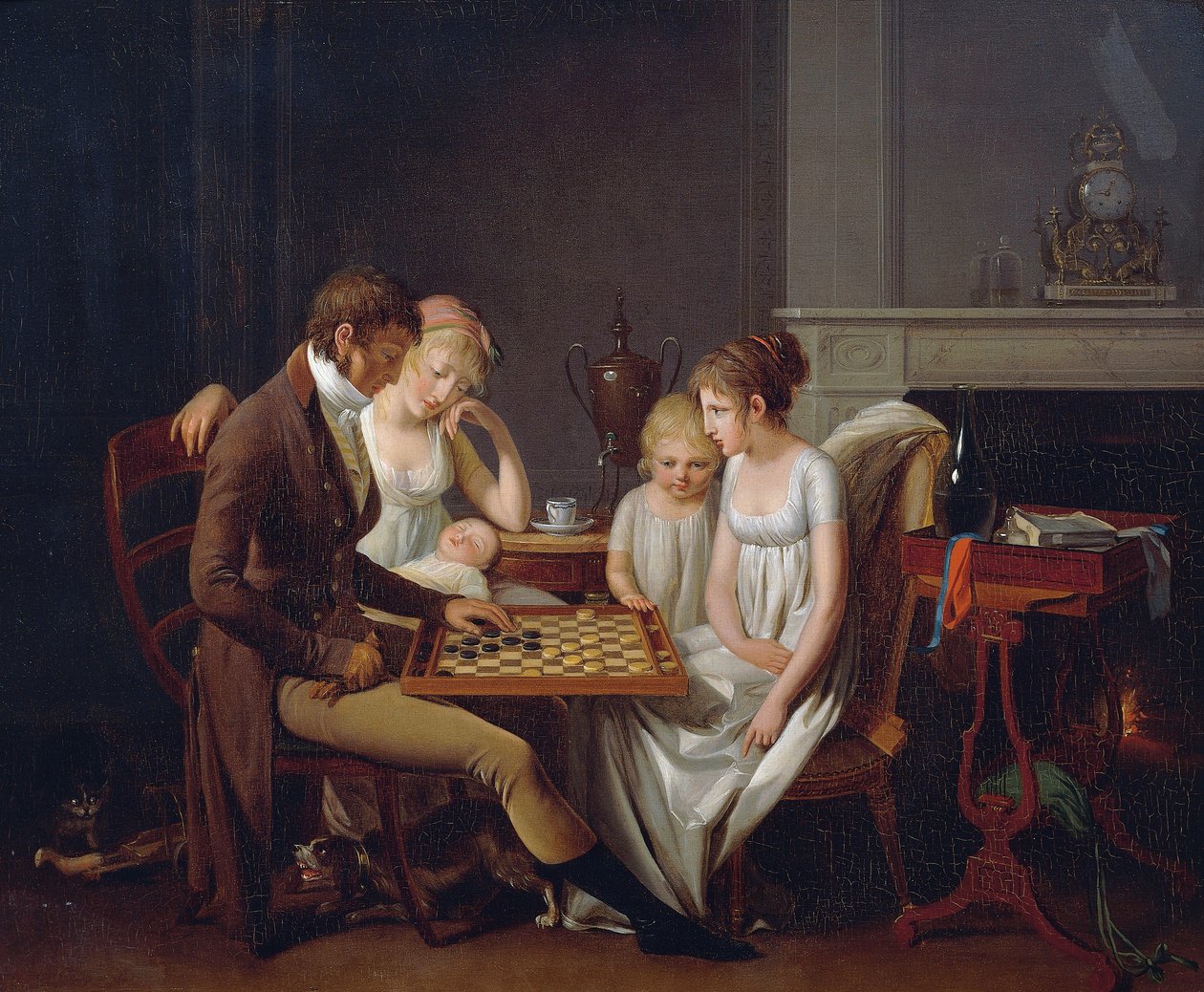 Gemälde eines Familienspiels Dame, ca. 1803, von Louis Léopold Boilly, Öl auf Leinwand, Frankreich von Louis Leopold Boilly
