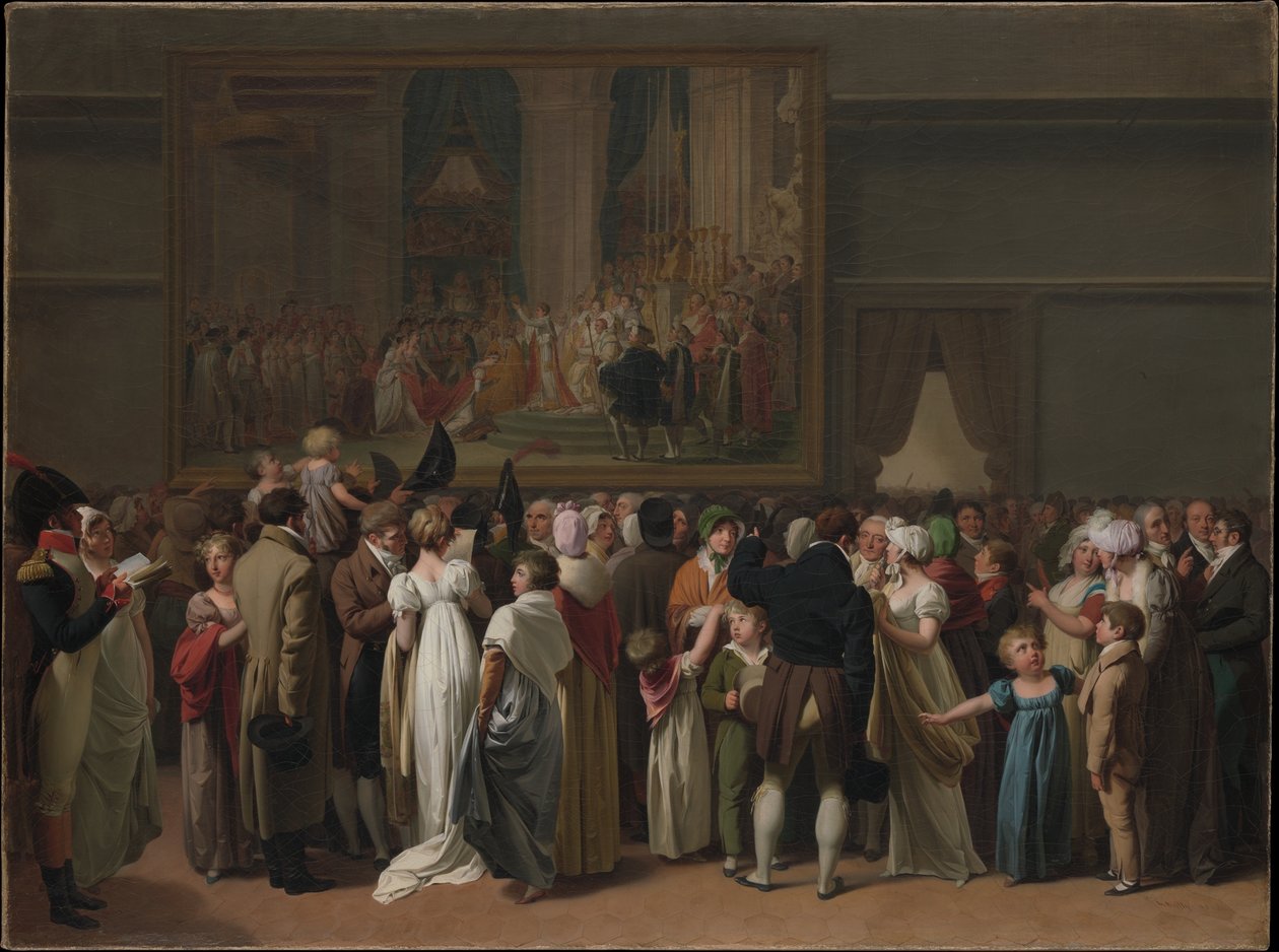 Die Öffentlichkeit betrachtet Davids "Krönung" im Louvre von Louis Leopold Boilly