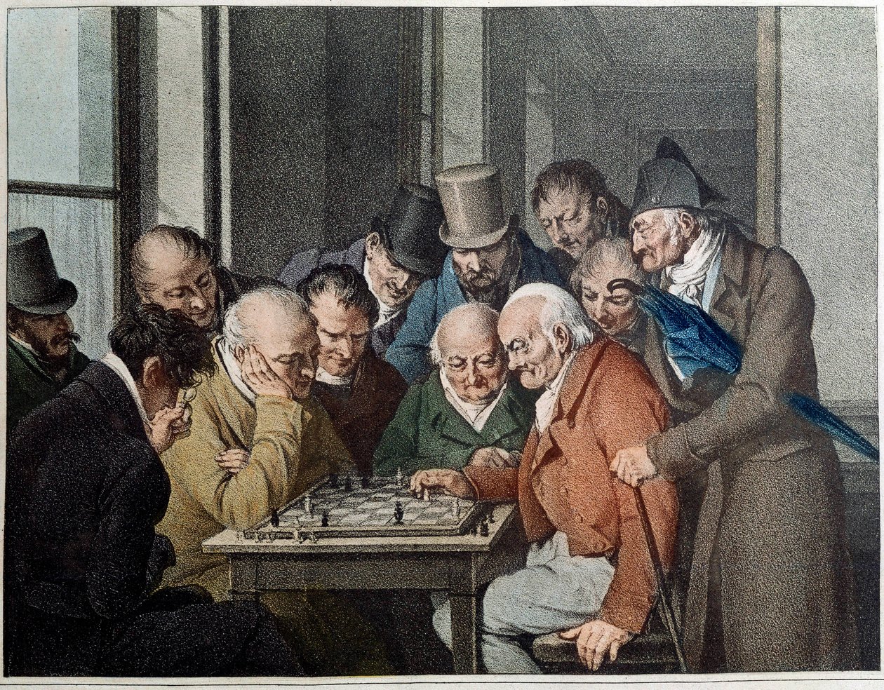 Das Schachspiel. Lithographie von Louis Leopold Boilly (1761-1845) von Louis Leopold Boilly