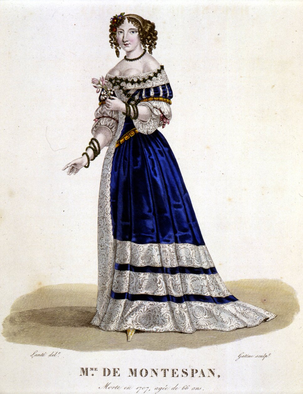 Françoise Athénaïs (Françoise-Athenais) von Rochechouart Mortemart, Marquise de Montespan (oder Madame de Montespan) (1640-1707) - in „Galerie française de femmes célèbres“, Zeichnung von Louis Maris Lante, Paris von Louis Marie Lante