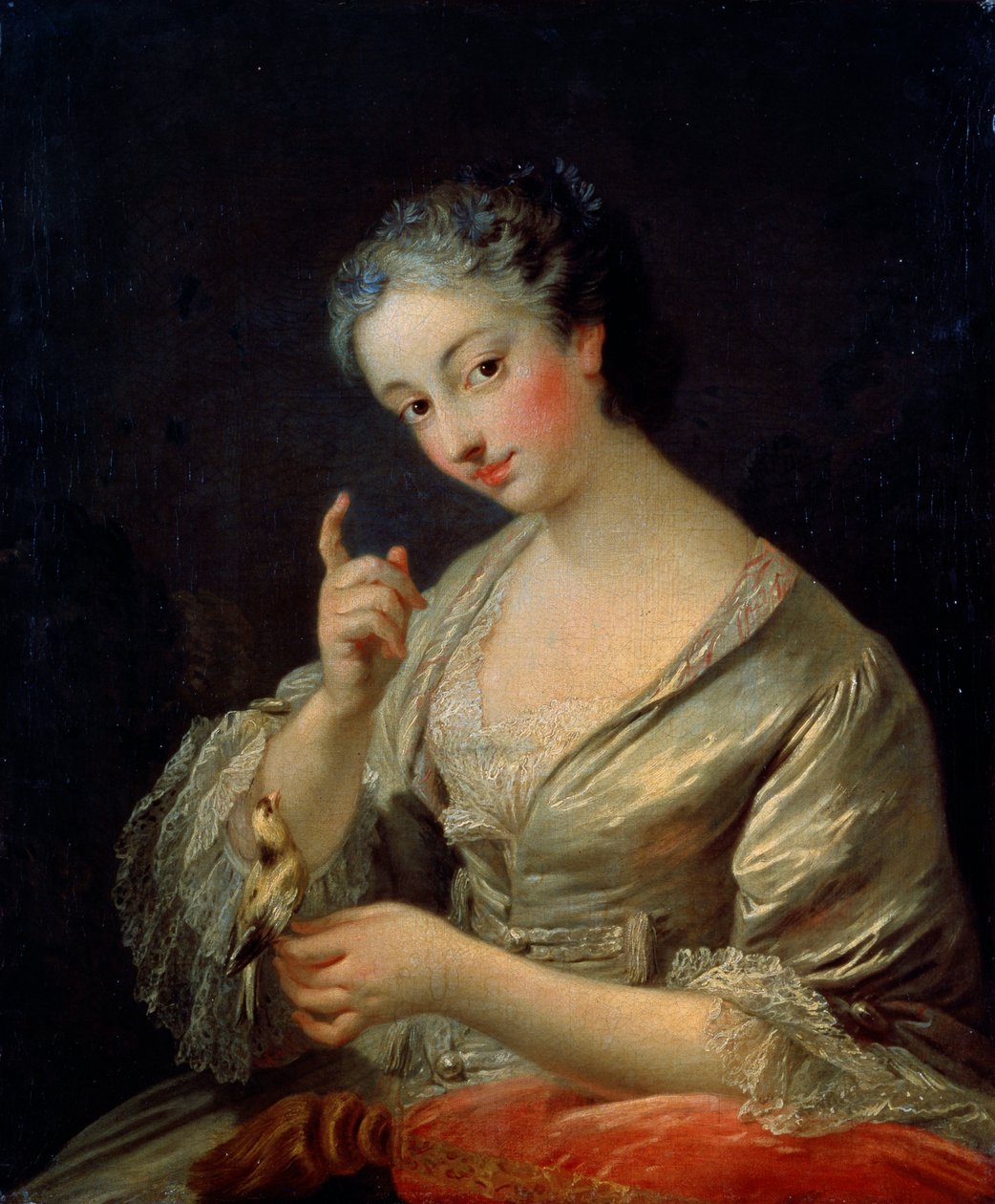 Dame mit einem Vogel, 18. Jahrhundert von Louis Michel van Loo