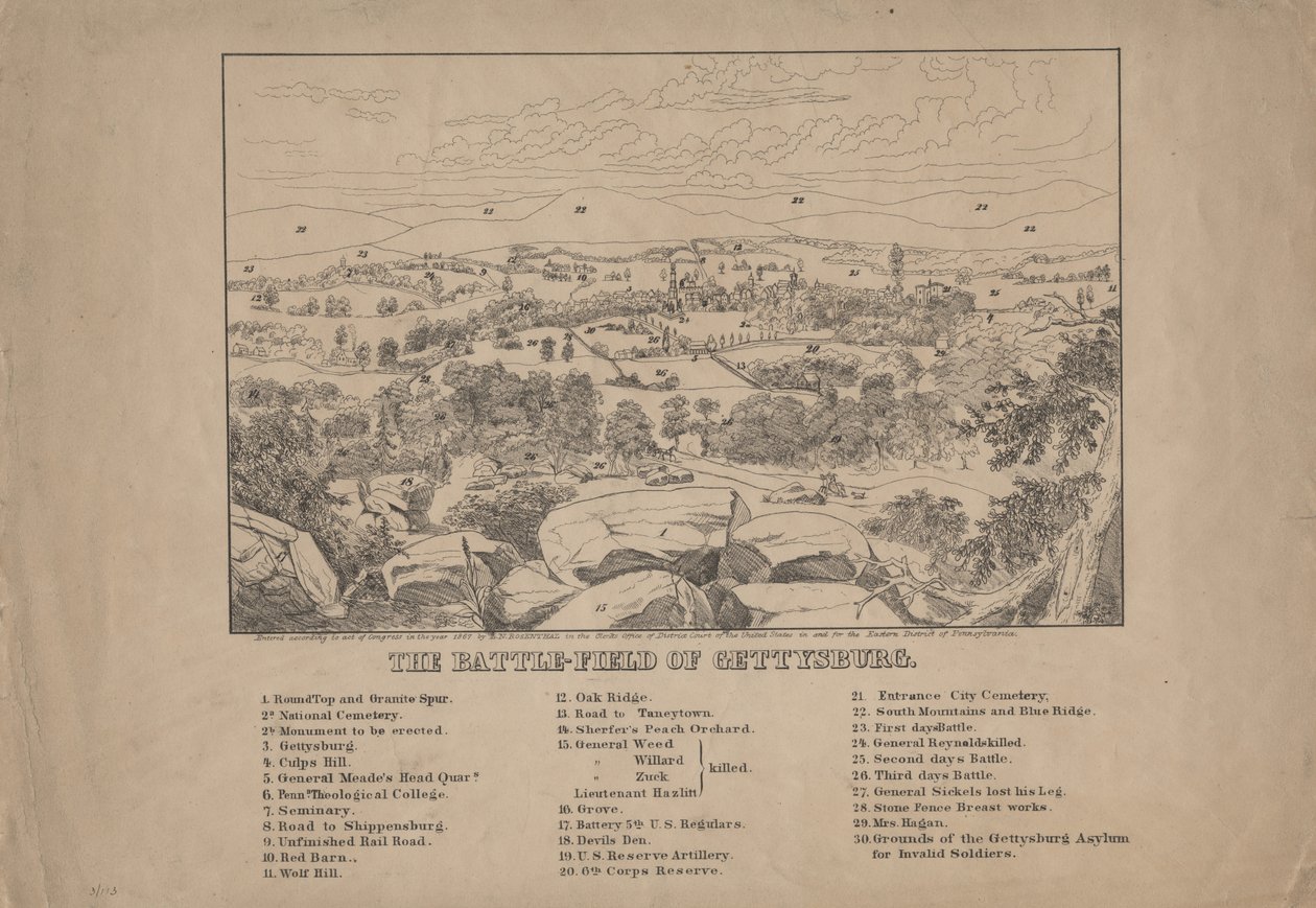Das Schlachtfeld von Gettysburg, ca. 1867 von Louis N. Rosenthal