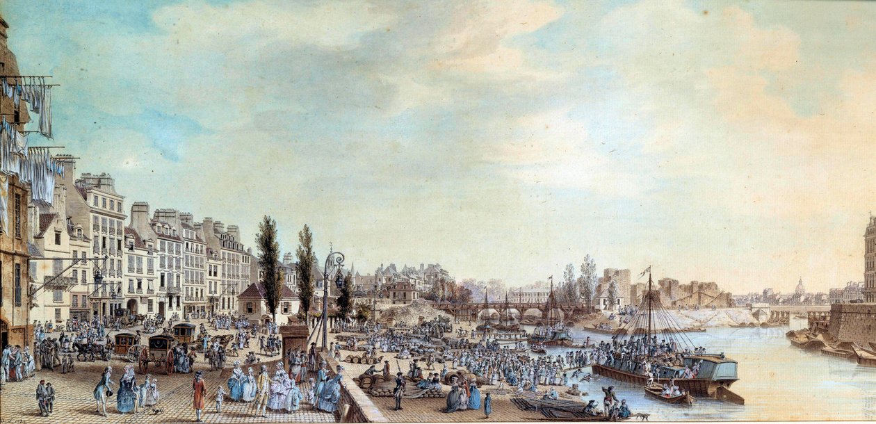 Ansicht des Hafens von Saint Paul und des Büros der Wasserboote im Jahr 1782 Pastellgemälde von Louis de Lespinasse (1734-1808) 1782 Paris, Musée Carnavalet von Louis Nicolas de Lespinasse