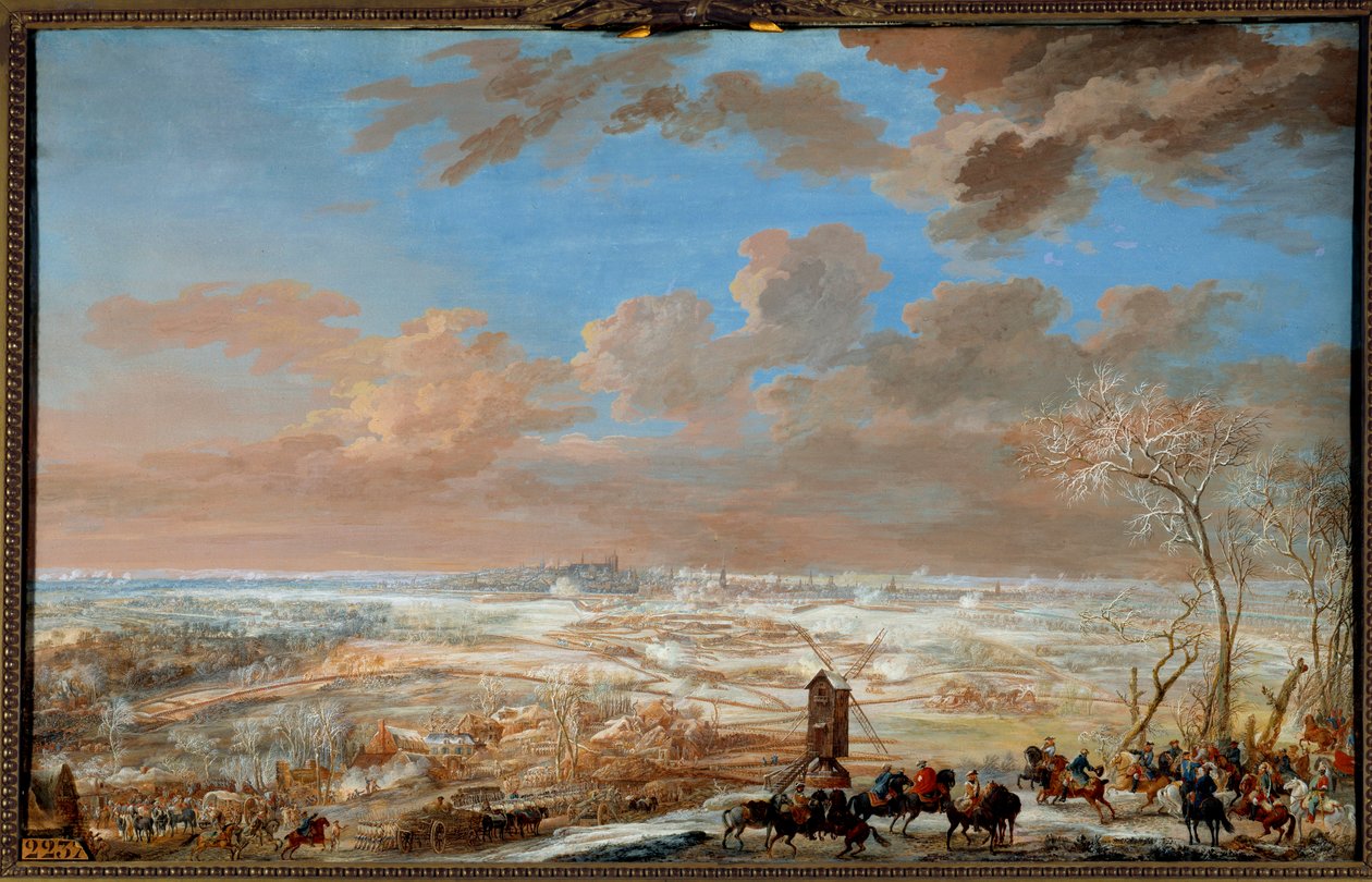 Österreichischer Erbfolgekrieg (1741-1748): „Belagerung von Brüssel im Schnee durch den Marschall von Sachsen vom 7. bis 20. Februar 1746“ Gouache von Louis Nicolas Van Blarenberghe, 1781 von Louis Nicolas van Blarenberghe
