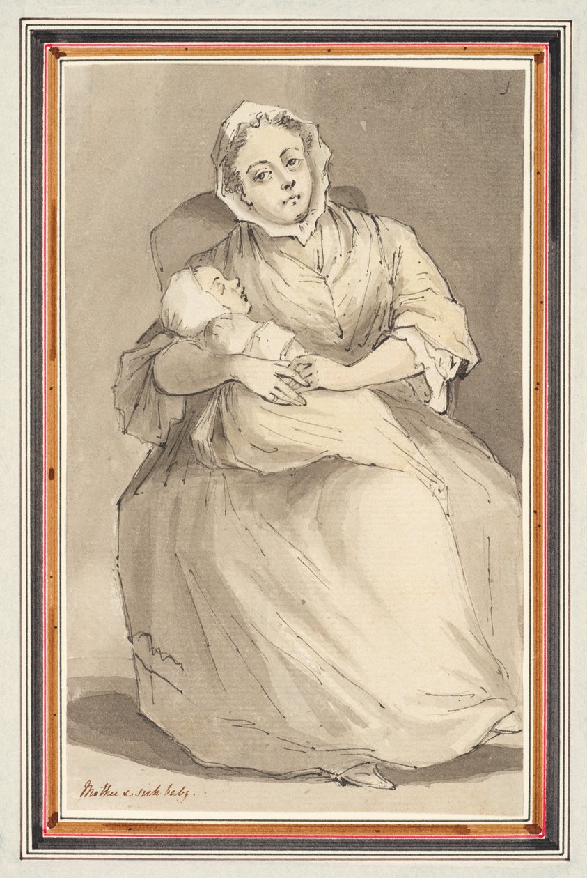 Sitzende Frau und Kind von Louis Philippe Boitard