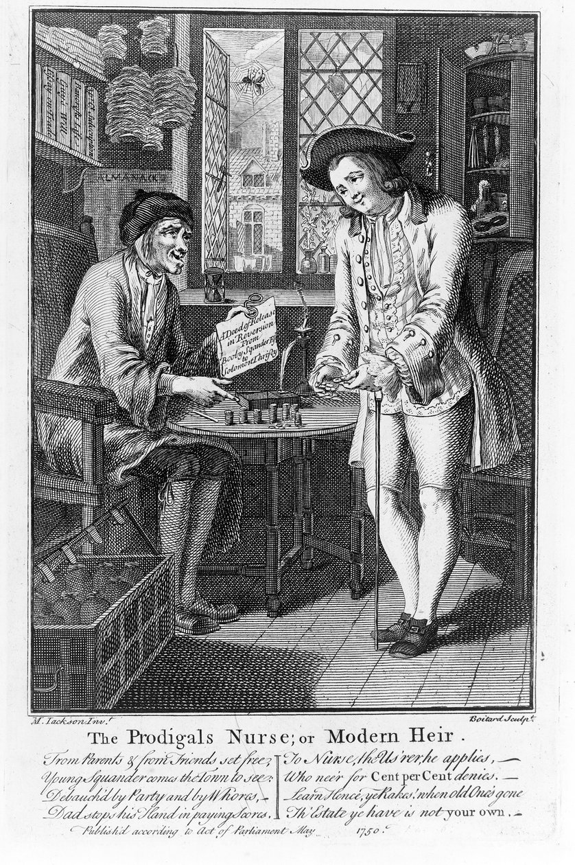 Die Krankenschwester des Verlorenen oder Moderner Erbe, veröffentlicht 1750 von Louis Philippe Boitard